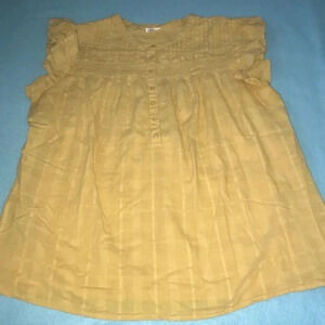 𝅺T. ROSE mustard yellow cotton top ruffles pleats textured NEW size XL